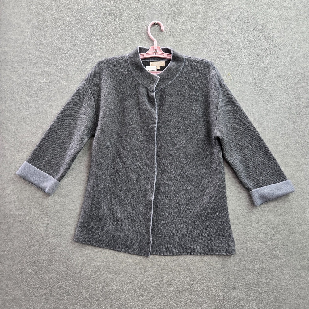 Benedetta B. Women Sweater L‎ Gray Cardigan Merino Wool Cashmere Blend